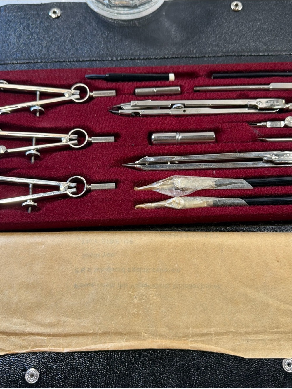 Vintage Montgomery Ward Drafting Compass Set Drawing Instruments w/ Case Comp